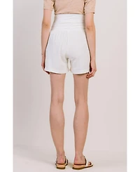 Hello Miz Maternity Relaxed Over-the-Belly Pull-On Shorts with Pockets