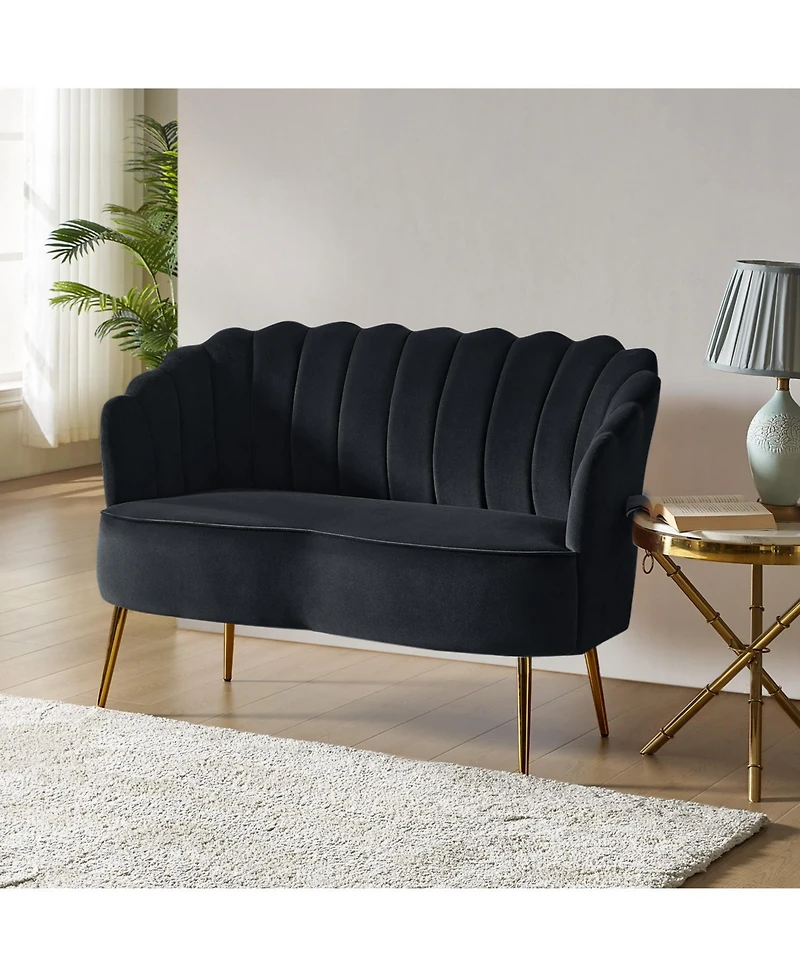 Hulala Home Hendrix Contemporary 50.2" Velvet Loveseat Sofa with Metal Legs