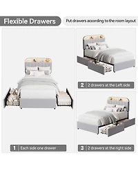 gaomon Twin Size Bed Frame with 2 Flexible Drawers