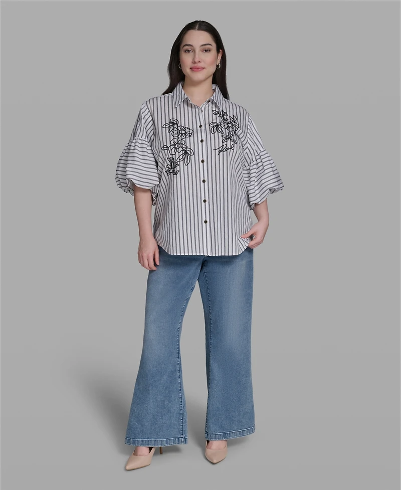 Karl Lagerfeld Paris Plus Cotton Collared Shirt