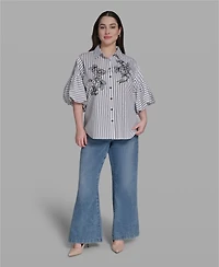 Karl Lagerfeld Paris Plus Cotton Collared Shirt