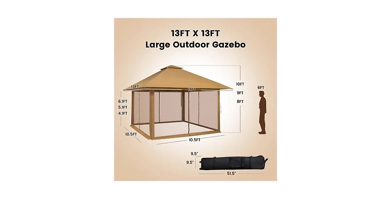 Slickblue Pop-Up Gazebo Outdoor Canopy With Mesh Mosquito Netting Sidewalls