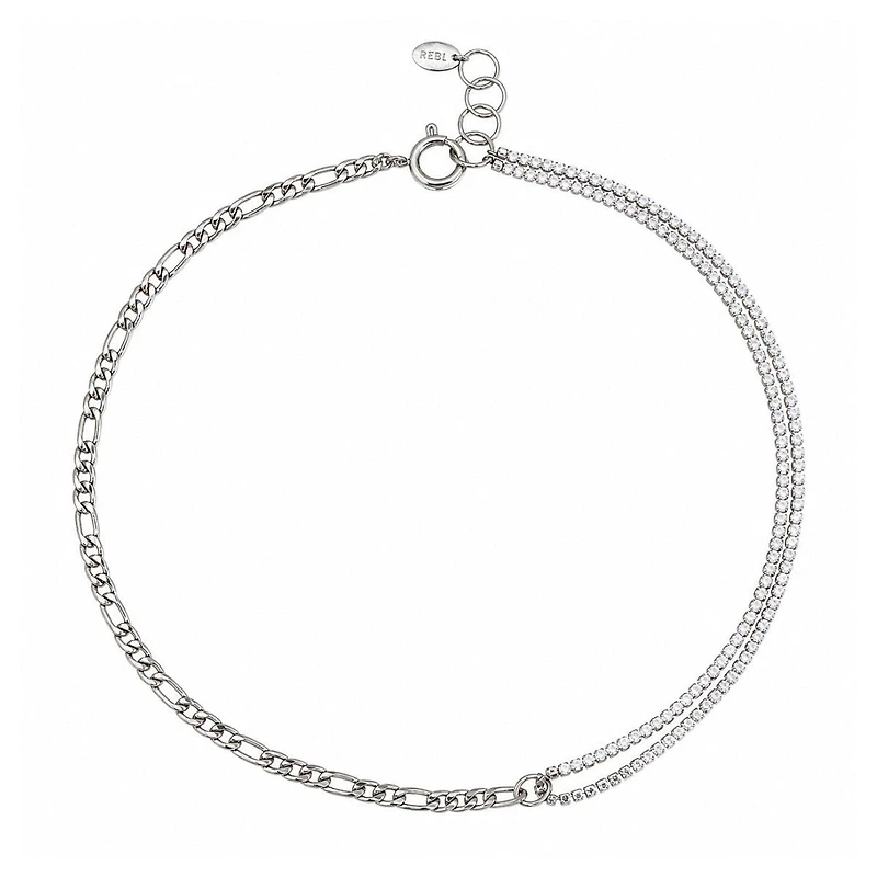 Rebl Jewelry Silver Cz Chain Necklace
