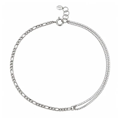 Rebl Jewelry Silver Cz Chain Necklace