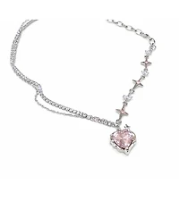 Rebl Jewelry Pink Heart Cross Necklace