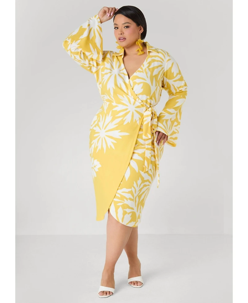 Ashley Stewart Women's Floral Print Wrap Dress