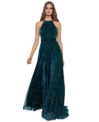 B&A By Betsy and Adam Petite Sleeveless Halter Neck Ball Gown