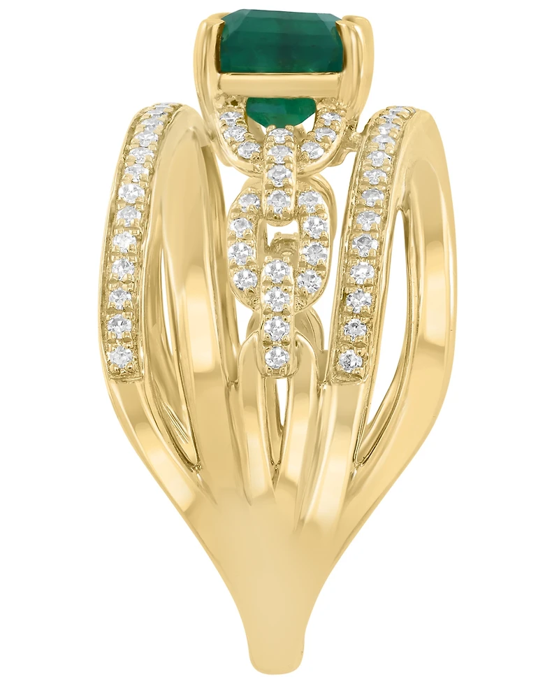 Effy Collection Emerald (1-3/8 ct. t.w.) & Diamond (1/4 ct. t.w.) Ring in 14k Yellow Gold