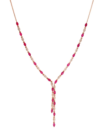 Effy Collection Ruby (3-1/3 ct. t.w.) & Diamond (3/8 ct. t.w.) Necklace in 14k Rose Gold