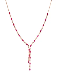 Effy Collection Ruby (3-1/3 ct. t.w.) & Diamond (3/8 ct. t.w.) Necklace in 14k Rose Gold