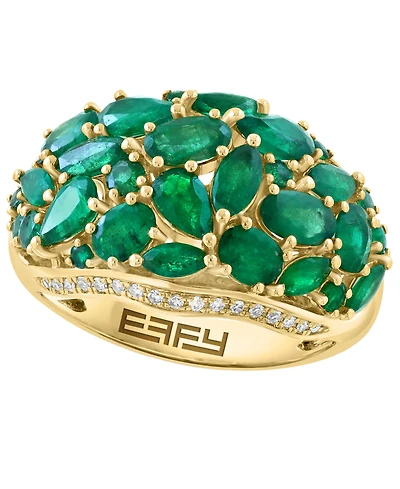 Effy Collection Emerald (3-1/4 ct. t.w.) & Diamond (1/8 ct. t.w.) Ring in 14k Yellow Gold