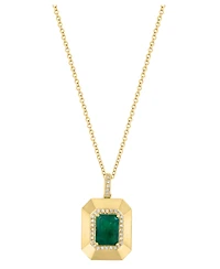 Effy Collection Emerald (1-3/8 ct. t.w.) & Diamond (1/6 ct. t.w.) Pendant Necklace in 14k Yellow Gold