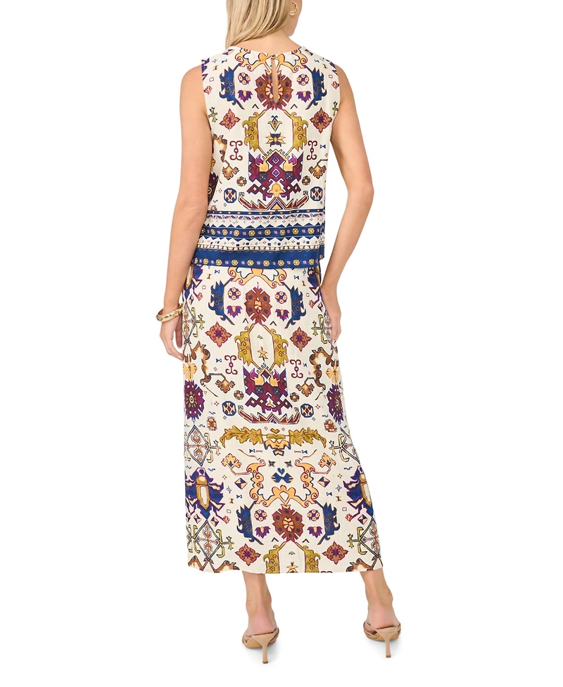 Vince Camuto Women's Crewneck Sleeveless Bust Dart Blouse