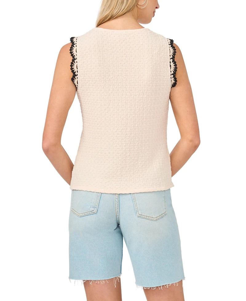 Vince Camuto Women's Crewneck Scallop Trim Tank Top