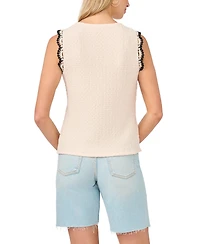Vince Camuto Women's Crewneck Scallop Trim Tank Top