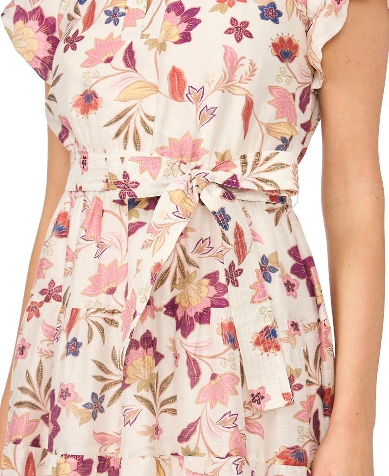 Vince Camuto Women's V-Neck Puff-Sleeve Midi Dress