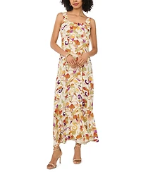 Vince Camuto Women's Floral Square-Neck Smocked-Back Sleeveless Maxi Dress