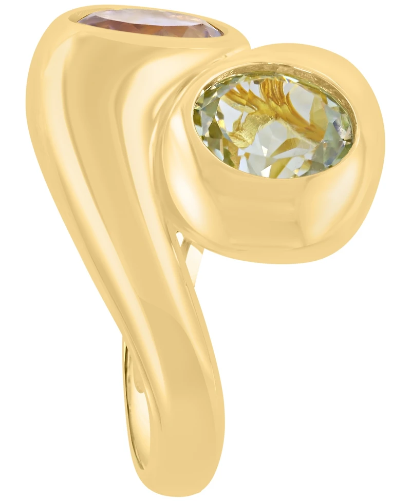 Effy Collection Pink Amethyst (1-7/8 ct. t.w.) & Green Amethyst (2-3/8 ct. t.w.) Ring in Gold Over Silver