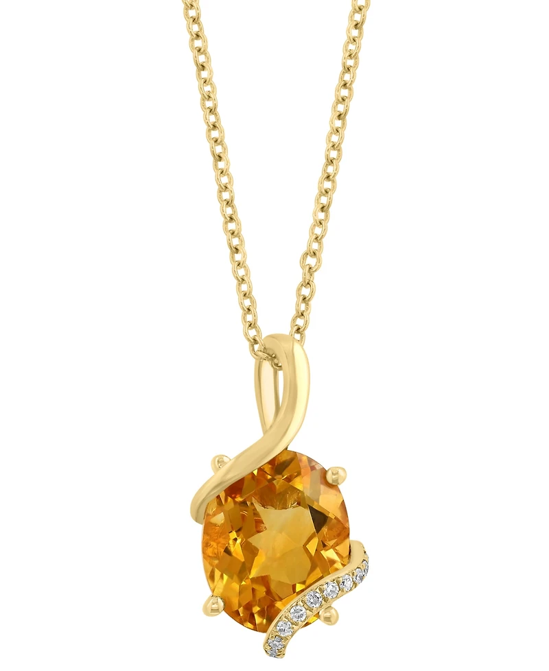 Effy Collection Citrine (1-7/8 ct. t.w.) & Diamond (1/20 ct. t.w.) Pendant Necklace in 14k Yellow Gold