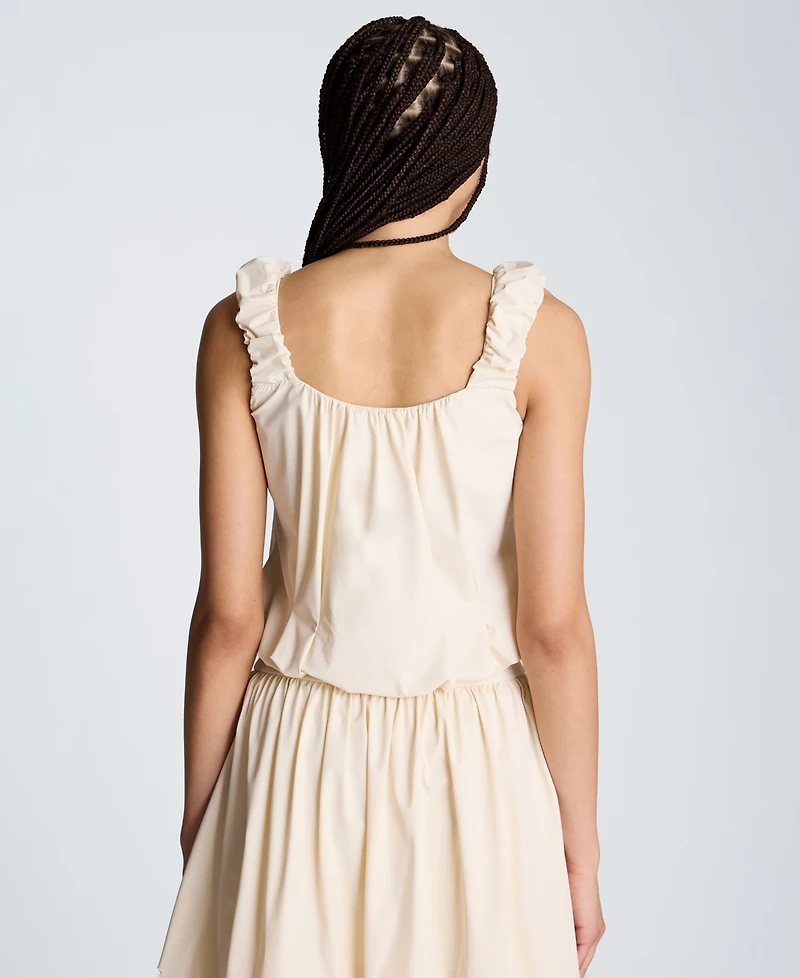Kenneth Cole Women's Seoul Knit Ruched Scoop Neck Tank Top