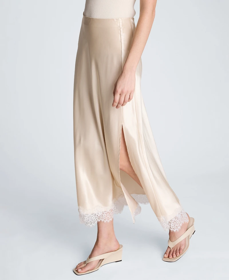 Kenneth Cole Women's Pull-On Lace Trim Midi Skirt