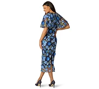 Adrianna Papell Women's Embroidered Dolman-Sleeve V-Neck Dress