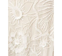 Adrianna Papell Women's Beaded Mesh Crewneck Midi Dress