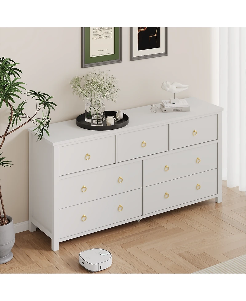 homfan 5 Drawer Dresser for Bedroom, 45'' Tall Dresser, Chest of Drawers, Wooden Dressers with Clothes Storage Cabinet Bedroom