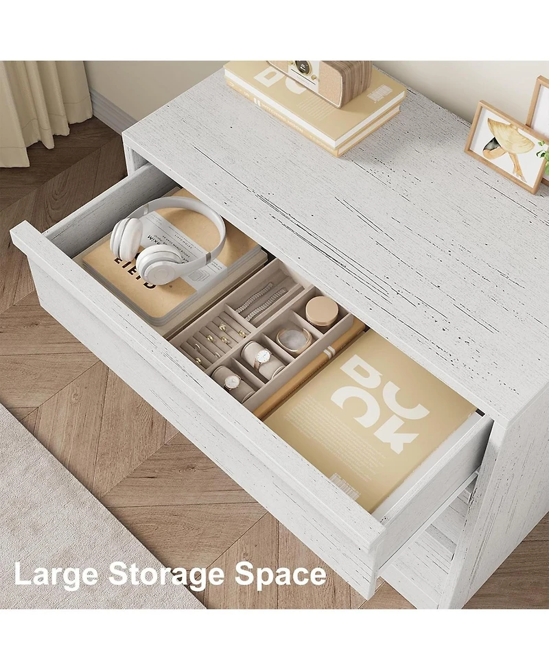 homfan Versatile Modern Dresser - 3 and 4 Drawer Tall Bedside Table Chest for Bedroom, Living Room, Entryway Large Storage, Small
