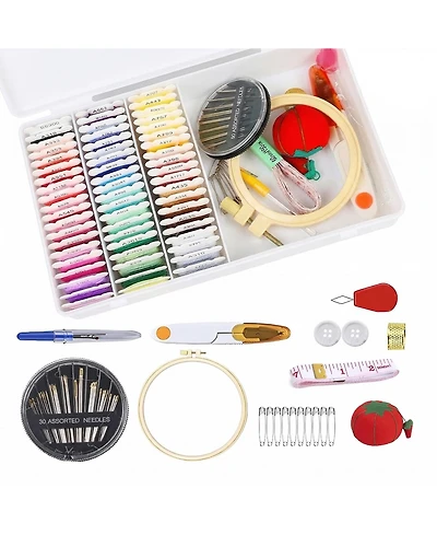 Gnuadz 109 Pieces 60 Color Embroidery Floss Kit Storage Box Stitching Threads Sewing Diy Cross Accessories Beginner
