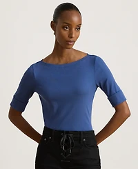 Lauren Ralph Petite Stretch Cotton Boatneck Tee