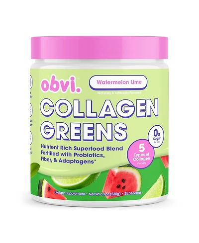 Obvi Collagen Greens Powder for Overall Wellness - Nutrient-Rich Superfood Blend - Healthy Digestion - Radiant Skin - Watermelon Lime