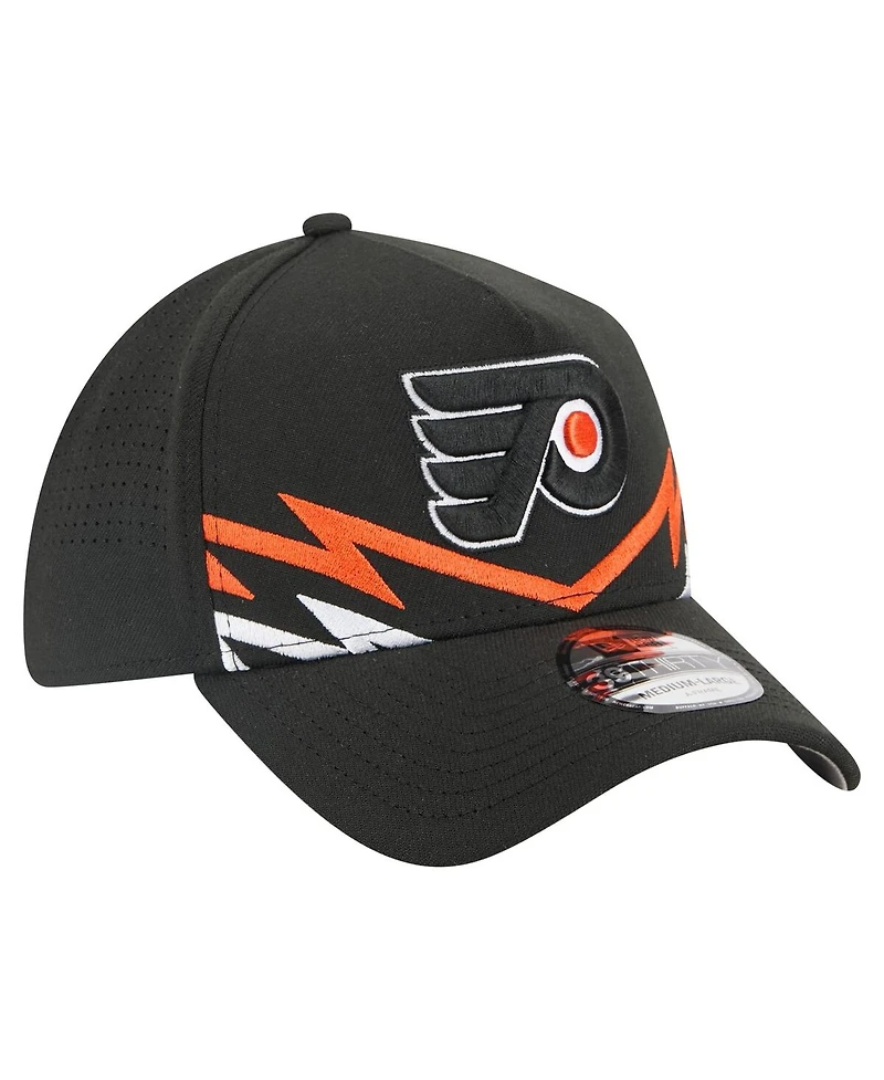 New Era Men's Black Philadelphia Flyers 39THIRTY A-Frame Perforated Flex Hat
