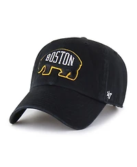 47 Brand Men's Black Boston Bruins Alternate Logo Clean Up Adjustable Hat