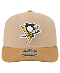 New Era Men's Tan/Light Brown Pittsburgh Penguins Two-Tone Trucker 9SEVENTY Stretch Snap Adjustable Hat