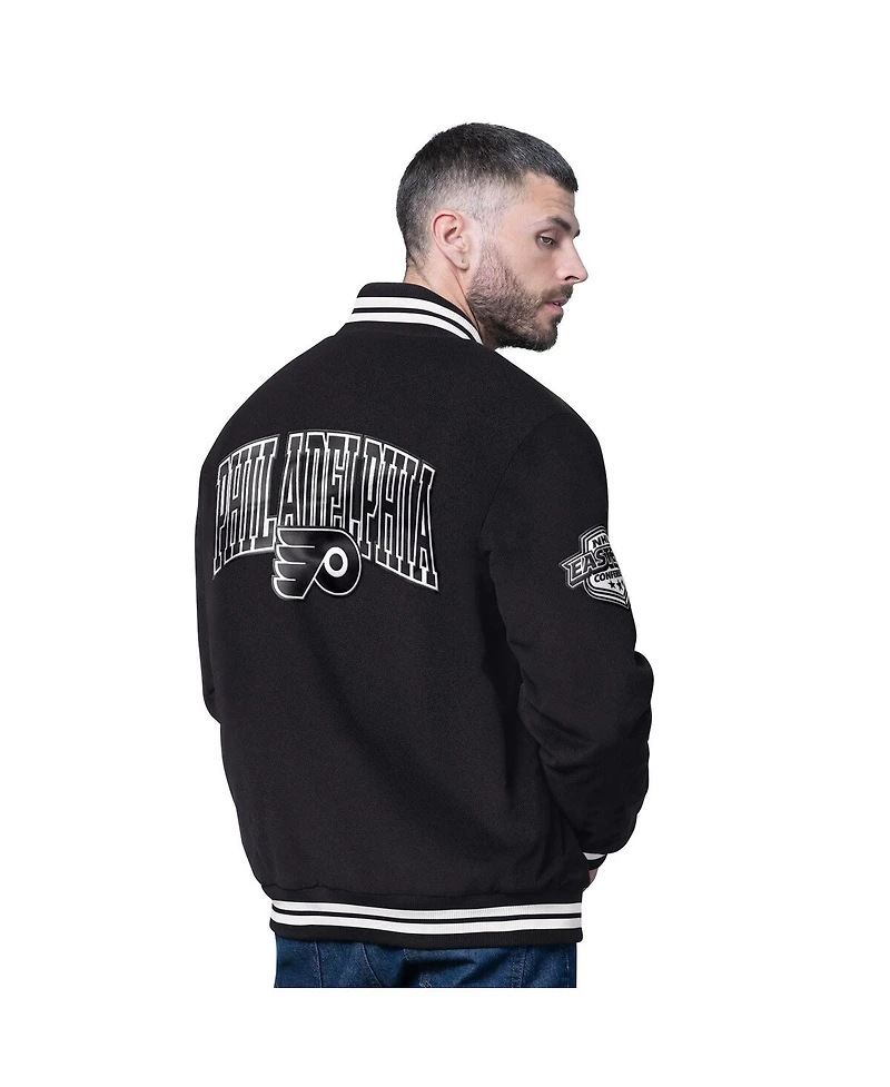 Starter Men's Black Philadelphia Flyers Blackout Corduroy Full-Snap Varsity Jacket