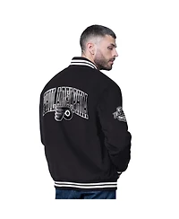 Starter Men's Black Philadelphia Flyers Blackout Corduroy Full-Snap Varsity Jacket