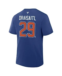 Fanatics Men's Leon Draisaitl Royal Edmonton Oilers Authentic Stack Name & Number T-Shirt