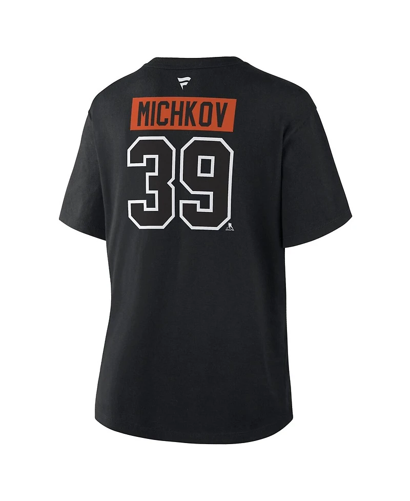 Fanatics Women's Matvei Michkov Black Philadelphia Flyers Authentic Stack Name & Number T-Shirt