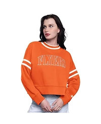 Starter Women's Orange Philadelphia Flyers Power Play Cropped Pullover Sweatshirt