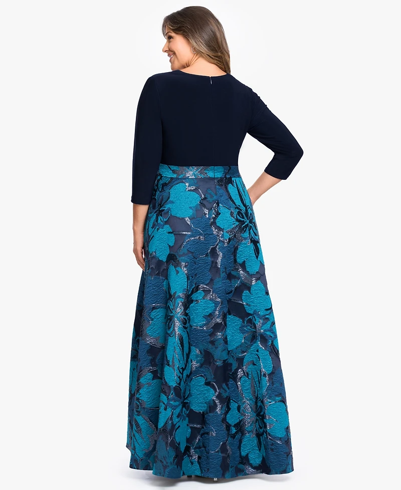 Betsy & Adam Plus V-Neck Gown