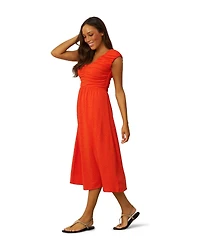 Cable & Gauge Women's Shirred Eyelet Midi Dress
