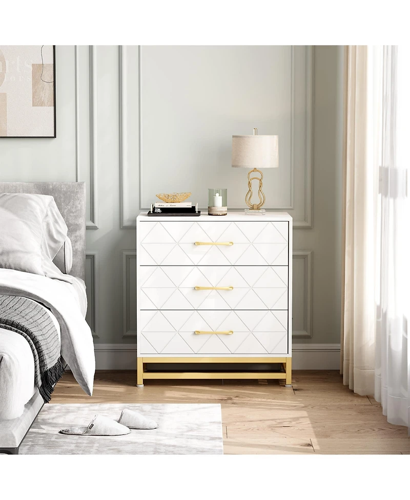 homfan Modern 3 Drawer Dresser for Bedroom - Slim Space-Saving Chest, Durable Wood, Soft-Close Drawers, Handles, Anti-Tip Kit, Easy Assembly