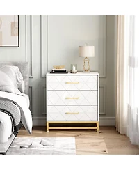 homfan Modern 3 Drawer Dresser for Bedroom - Slim Space-Saving Chest, Durable Wood, Soft-Close Drawers, Handles, Anti-Tip Kit, Easy Assembly