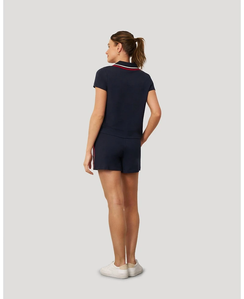 Cable & Gauge Women's Sporty Rib Polo and Short Set
