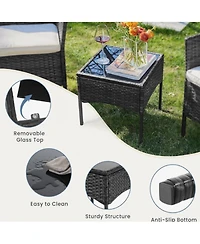 Yiortwo 3 Piece Patio Furniture Set Rattan Outdoor Chair with Cushions