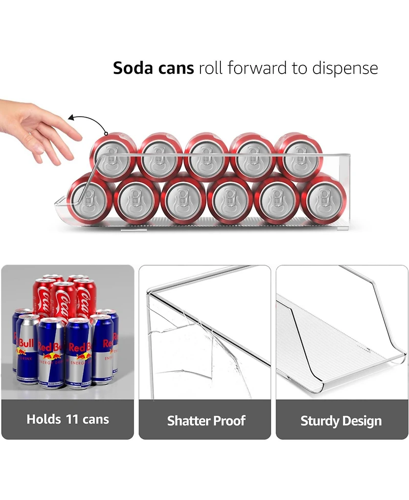 Sorbus 4 Pack Stackable Slim Can Holder Dispenser with Lid for Fridge, Pantry, Freezer