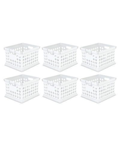 Sterilite Stackable Plastic Storage Open Crate Bin Organizer Box, 6-Pack