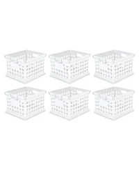 Sterilite Stackable Plastic Storage Open Crate Bin Organizer Box, 6-Pack