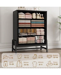 homfan 29.5" 4-Drawer Narrow Tall Cabinet, Freestanding Wooden Storage Unit with Metal Handles for Home Use